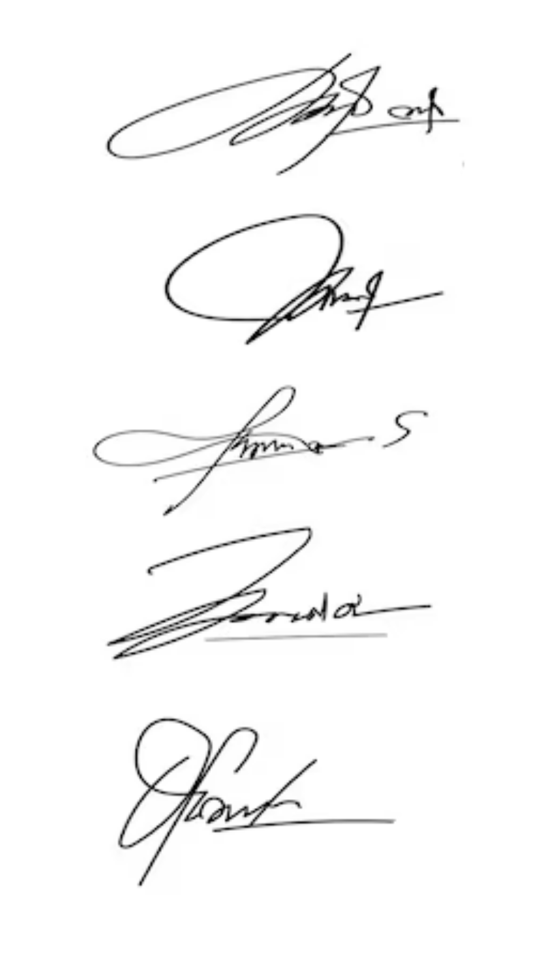 Exemplos de assinaturas autografadas desenhadas à mão estilo 3