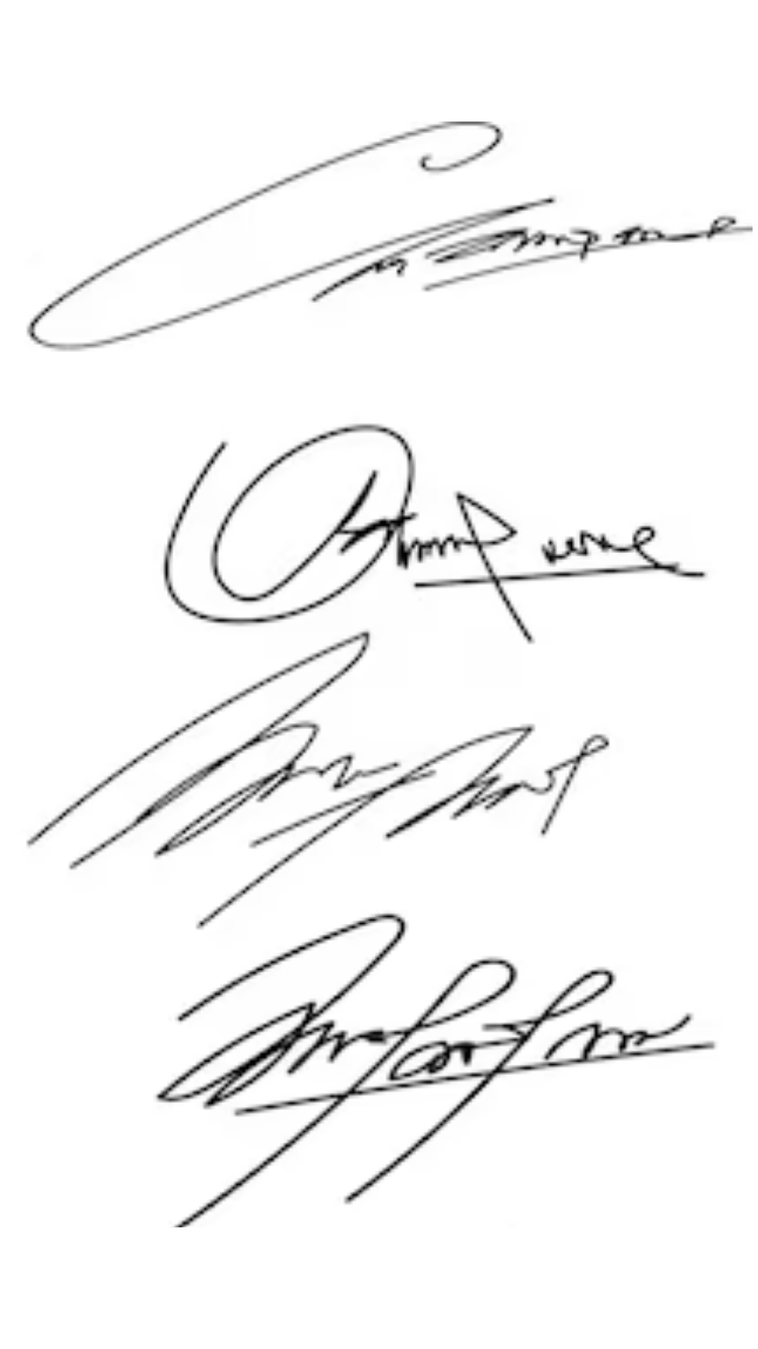 Exemplos de assinaturas autografadas desenhadas à mão estilo 1